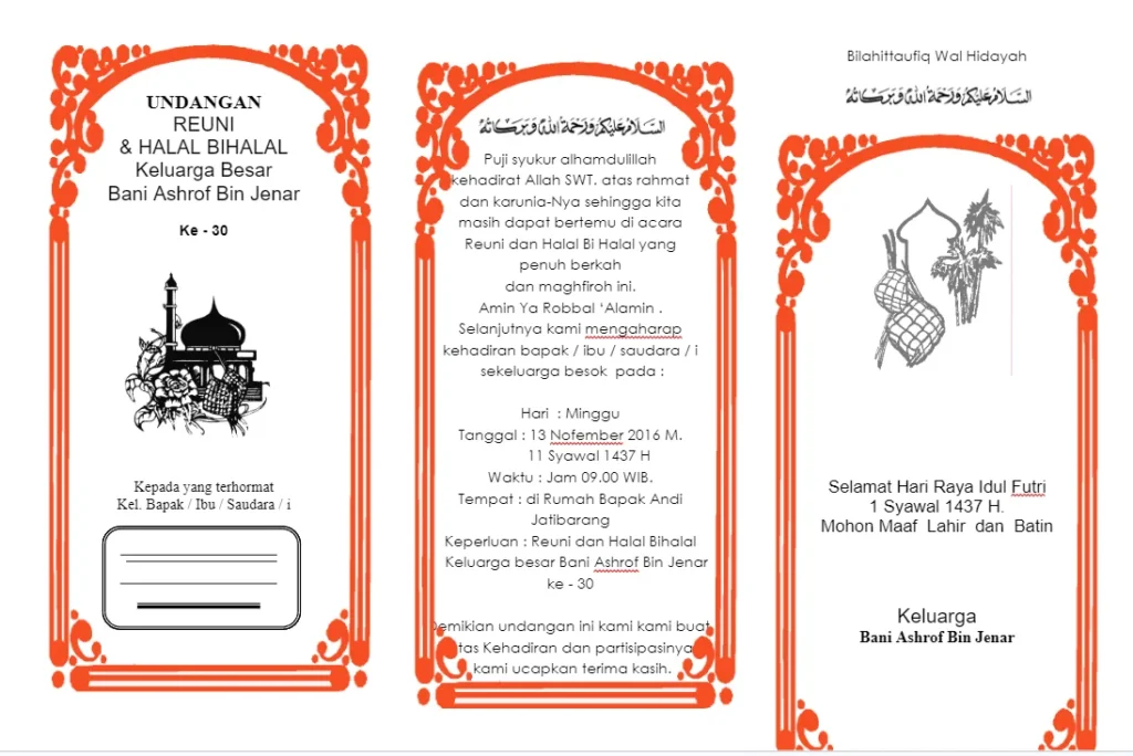 Undangan Reuni Dan Halal Bihalal Keluarga Besar