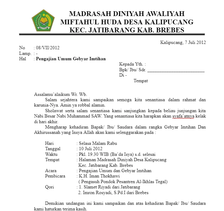 Undangan Halal Bihalal Resmi dari Lembaga atau Instansi