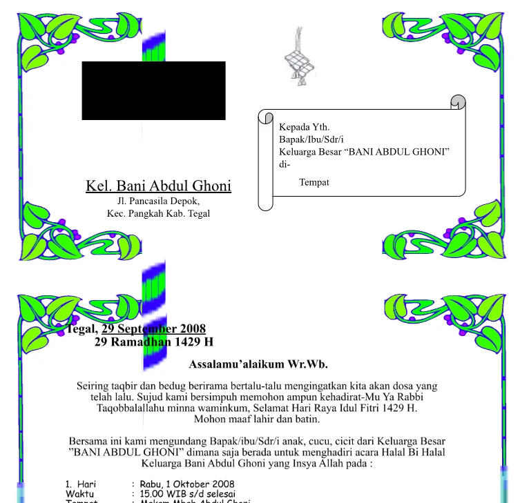 Contoh Undangan Halal Bihalal Keluarga Besar